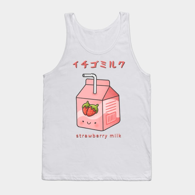 Strawberry milk - in Japanese Kanji Tank Top by Moshi Moshi Designs